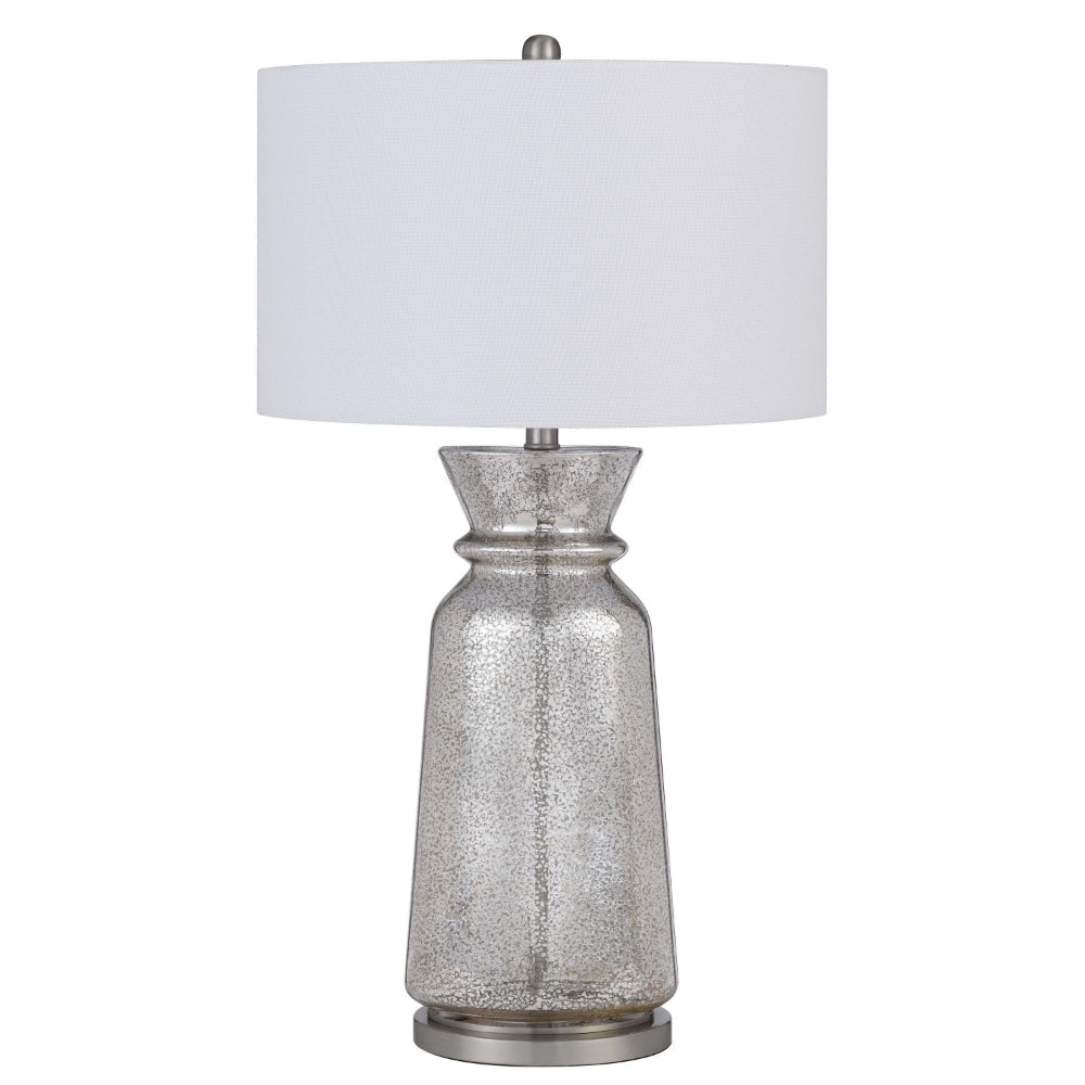 34 Inch Table Lamp Set of 2, White Shade, Glass Vase Shape and Metal Base By Casagear Home