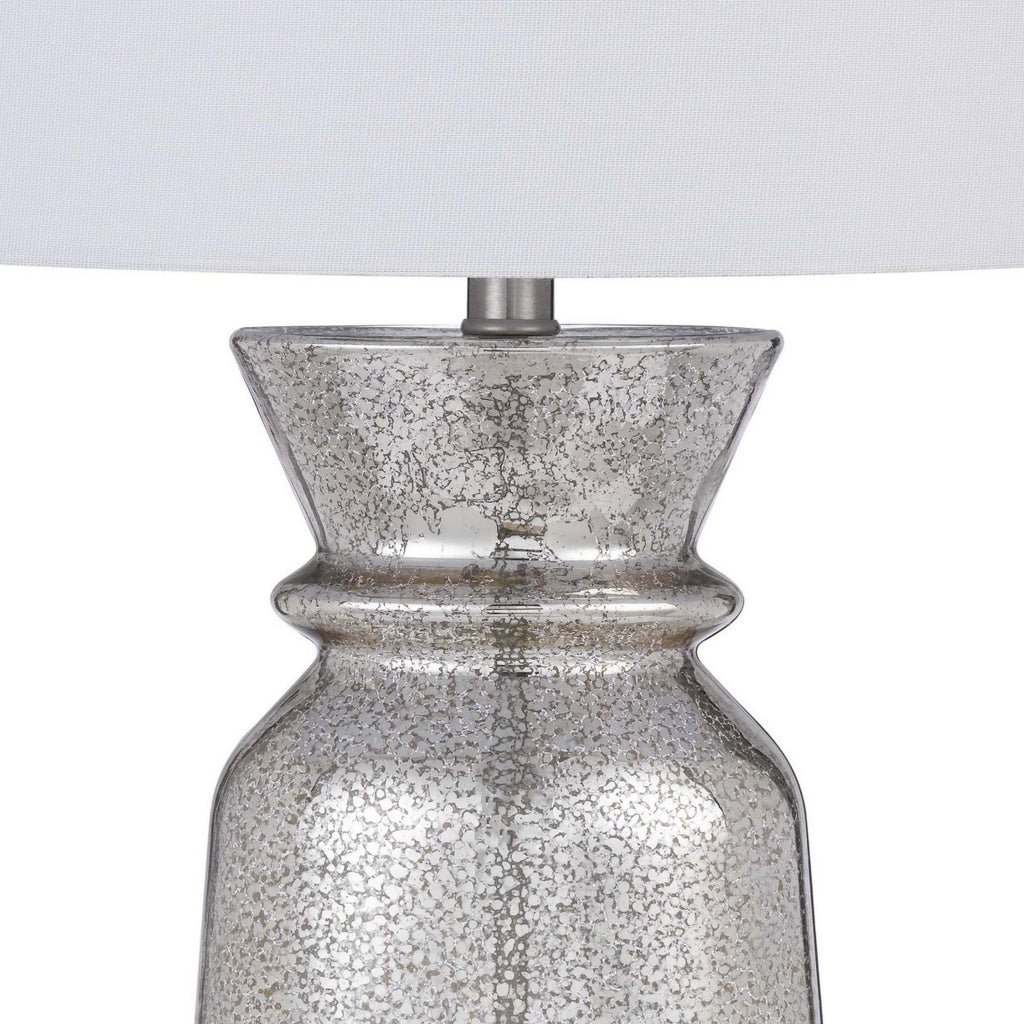 34 Inch Table Lamp Set of 2 White Shade Glass Vase Shape and Metal Base By Casagear Home BM313398