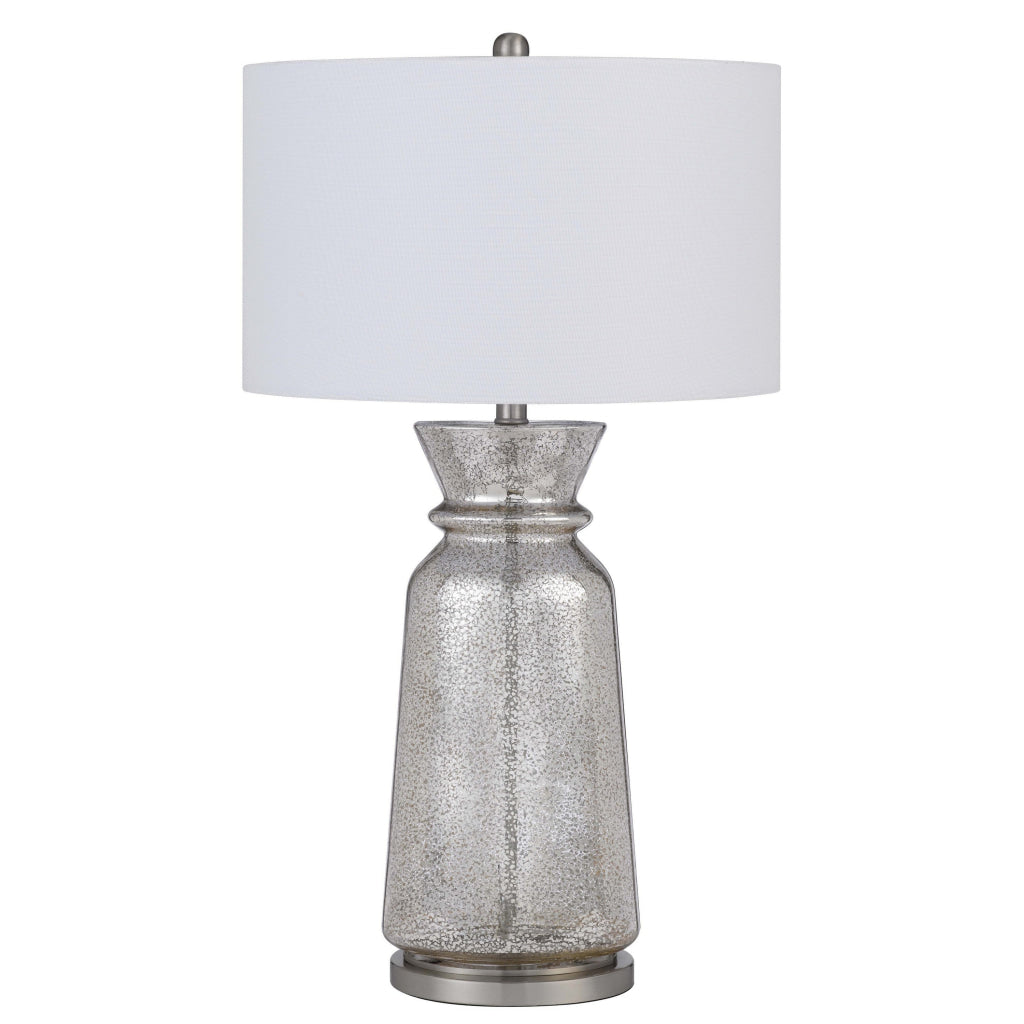 34 Inch Table Lamp Set of 2 White Shade Glass Vase Shape and Metal Base By Casagear Home BM313398