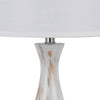 28 Inch Table Lamp Set of 2 White Shade Elegant Curved Glass Metal Base By Casagear Home BM313399