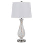 28 Inch Table Lamp Set of 2 White Shade Elegant Curved Glass Metal Base By Casagear Home BM313399