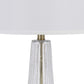 31 Inch Table Lamp Set of 2, White Shade, Tapered Glass Body, Metal Base By Casagear Home