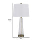 31 Inch Table Lamp Set of 2, White Shade, Tapered Glass Body, Metal Base By Casagear Home