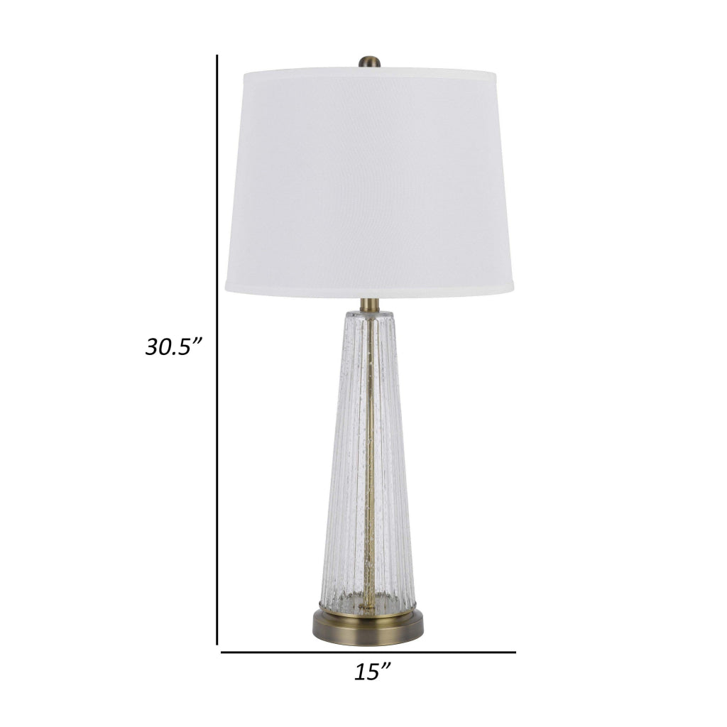 31 Inch Table Lamp Set of 2 White Shade Tapered Glass Body Metal Base By Casagear Home BM313400