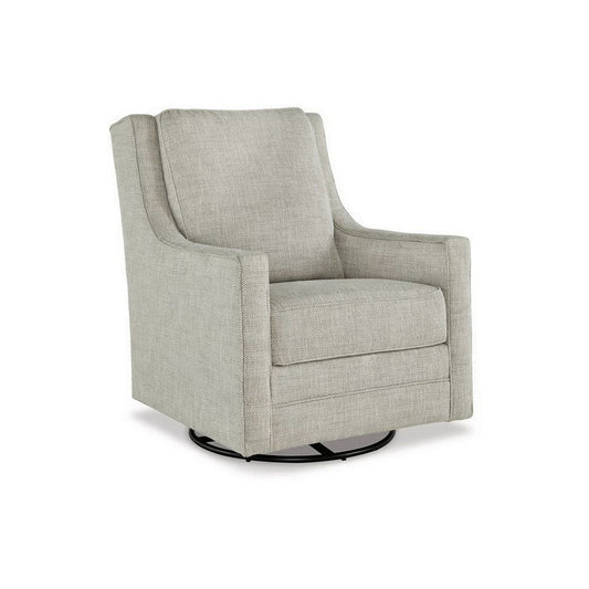 Ashley Kria 37" Swivel Accent Armchair, Slope Arms, Gray Polyester