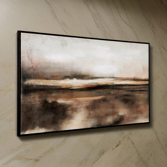 Ashley 35 x 60" Wall Art, Abstract Painted Landscape, Black Brown