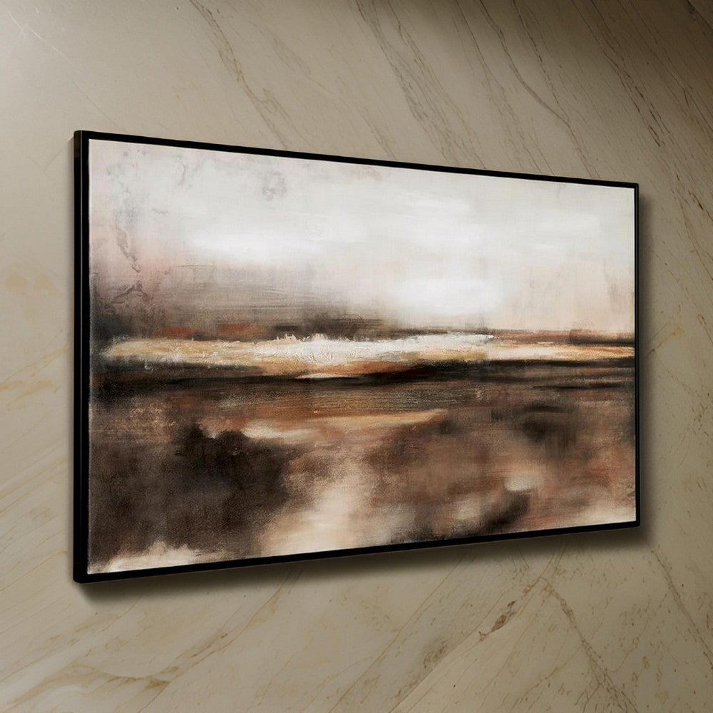 Ashley 35 x 60" Wall Art, Abstract Painted Landscape, Black Brown