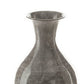 Rock 16 Inch Vintage Flower Vase, Home Decor, Antique Gray Metal Finish By Casagear Home