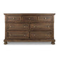 Flynt 65 Inch Wide Dresser 7 Gliding Drawers with Knobs Brown Wood Veneer By Casagear Home BM313409