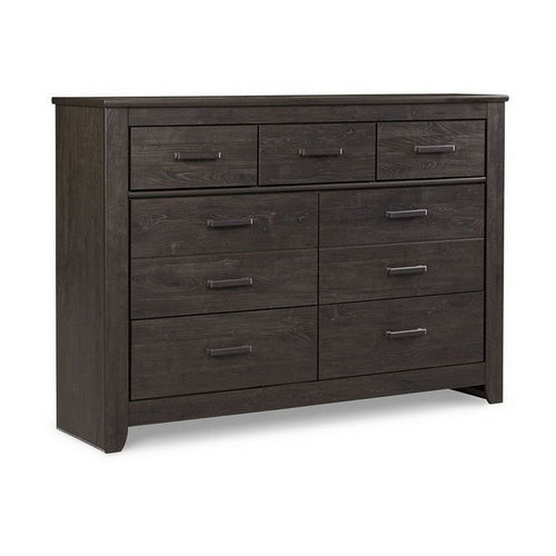Ashley Brin 61" Wide Dresser, 7 Drawers, Pewter, Gray Oak Wood