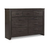 Ashley Brin 61" Wide Dresser, 7 Drawers, Pewter, Gray Oak Wood