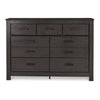 Brin 61 Inch Wide Dresser 7 Drawers with Pewter Bar Handles Gray Oak Wood By Casagear Home BM313410