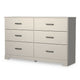Tely 60 Inch Wide Dresser 6 Drawers with Pewter Handles White Wood By Casagear Home BM313411