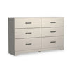 Ashley Tely 60" Wide Dresser, 6 Drawers, Pewter Handles, White Wood