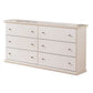 Vick 63 Inch Wide Dresser 6 Drawers with Pewter Knobs White Wood Finish By Casagear Home BM313412