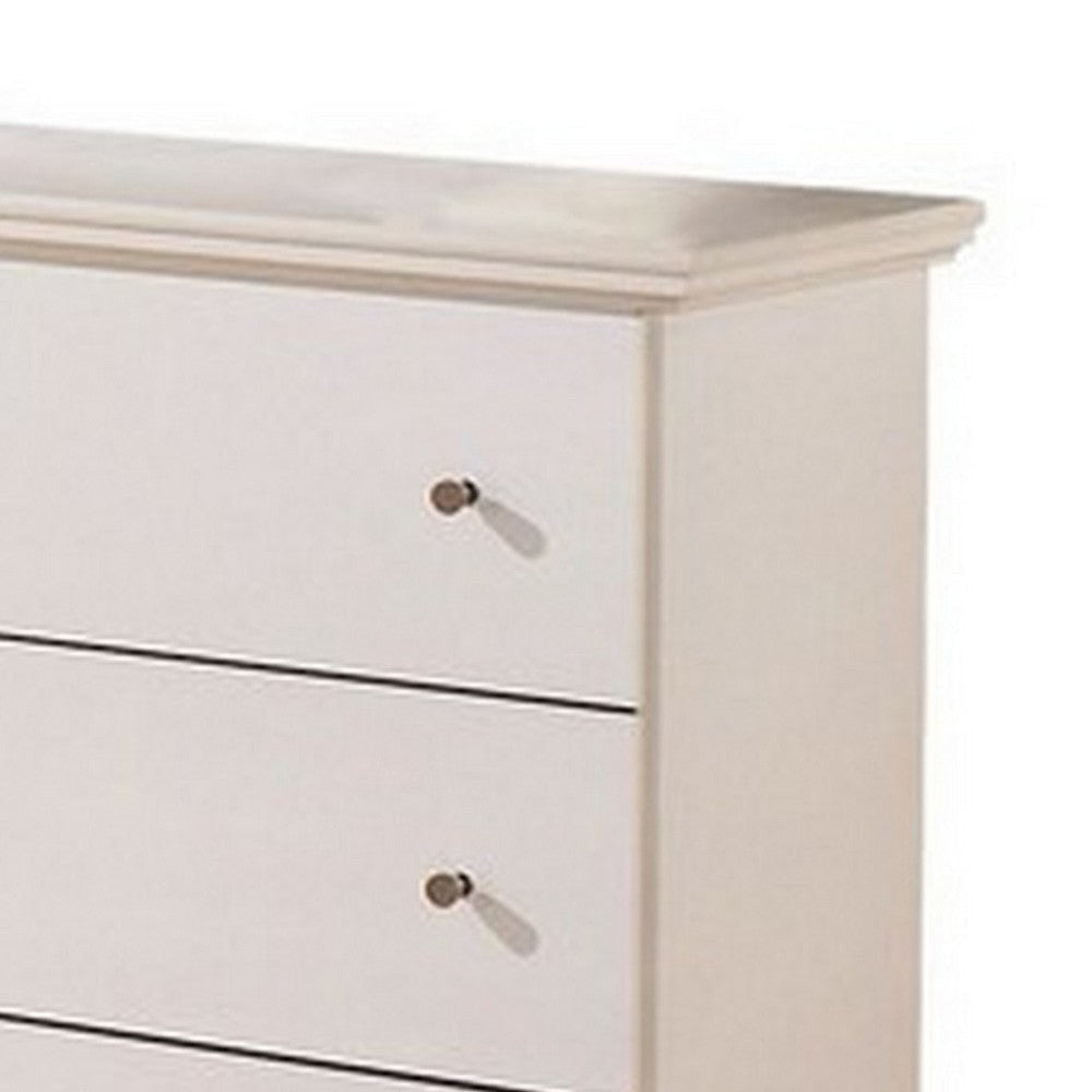 Vick 63 Inch Wide Dresser 6 Drawers with Pewter Knobs White Wood Finish By Casagear Home BM313412