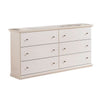 Ashley Vick 63" Wide Dresser, 6 Drawer, Pewter Knobs, White Wood