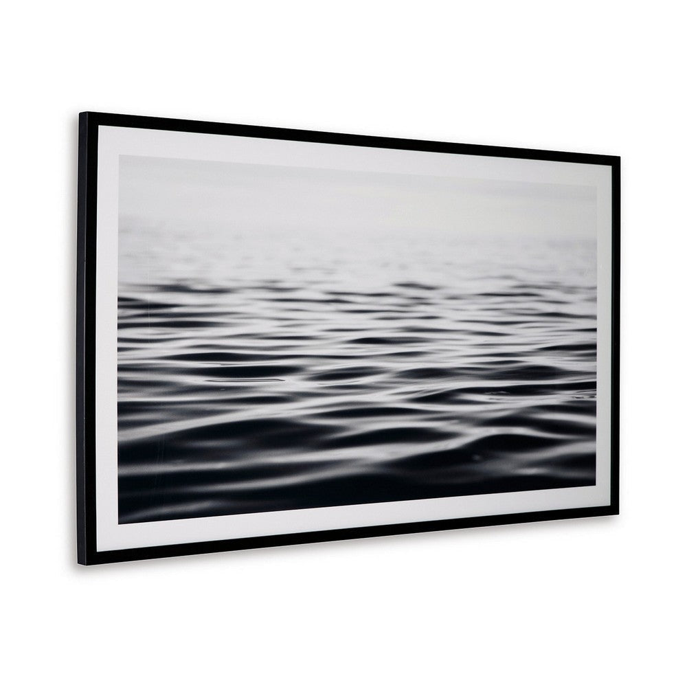 37 x 63 Wall Art Decor Waterscape Wrapped Canvas D Ring Black White By Casagear Home BM313414