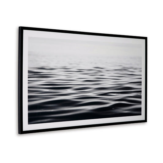 37 x 63 Wall Art Decor, Waterscape, Wrapped Canvas, D Ring, Black, White  By Casagear Home