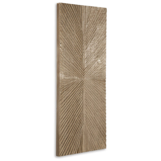 Ashley Ernest 48 x 20 Wall Decor, Sunburst Design, Wood Panel Brown