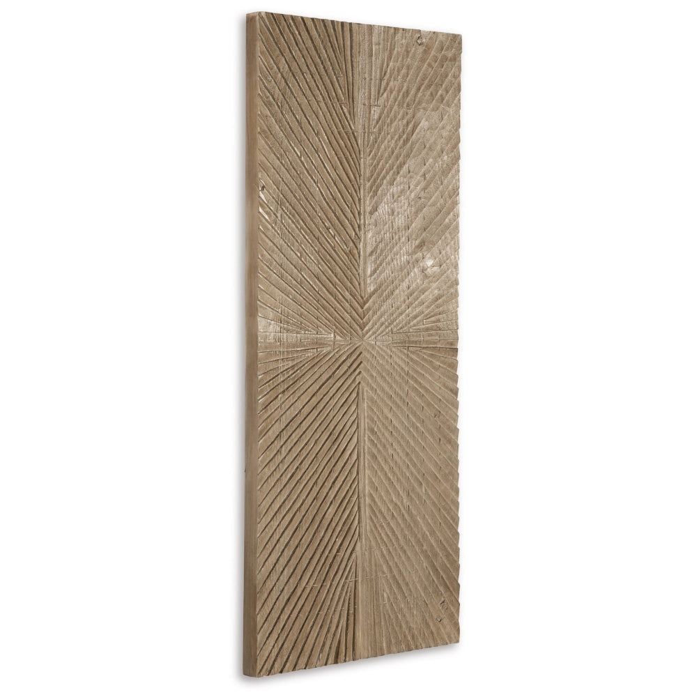Ashley Ernest 48 x 20 Wall Decor, Sunburst Design, Wood Panel Brown