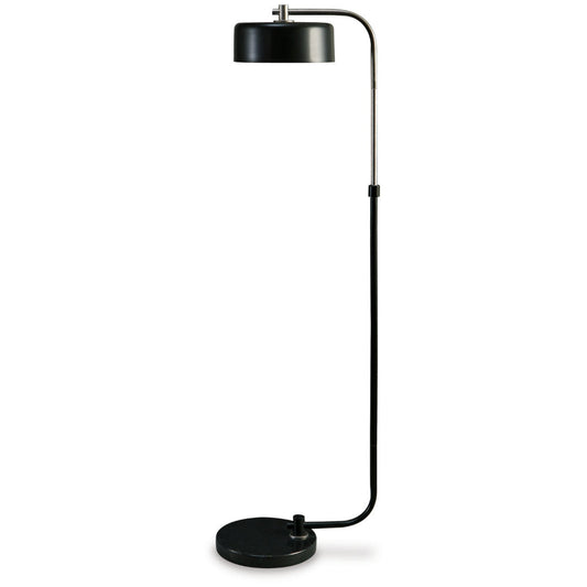 Mary 57 Inch Floor Lamp, Elegant Modern Black Marble Base, Silver Metal By Casagear Home