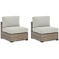 Walter 34 Inch Outdoor Armless Chair Set of 2, Wicker, Beige Fabric Cushion By Casagear Home