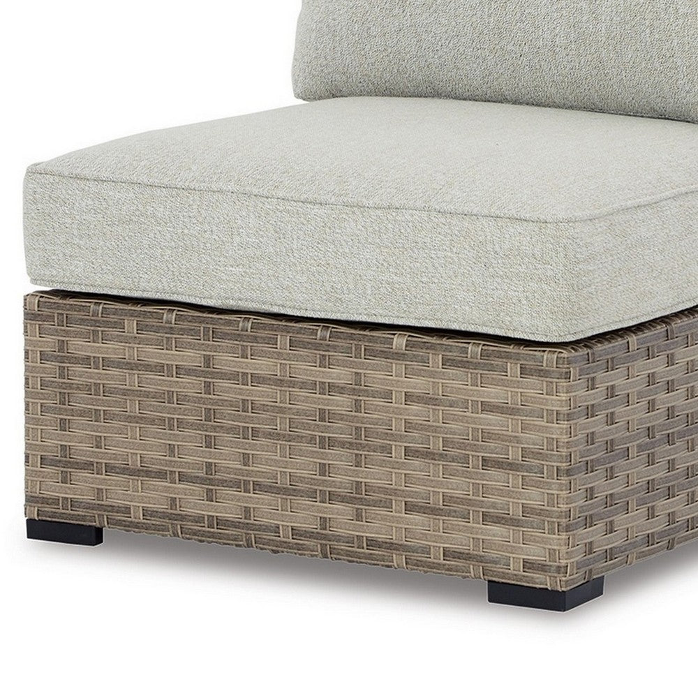 Ashley Walter 34" Outdoor Armless Chair Set of 2, Wicker Beige