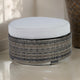 Ashley Saki 32" Outdoor Ottoman, Round Cushion, Wicker, Gray Fabric