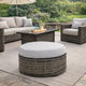 Ashley Saki 32" Outdoor Ottoman, Round Cushion, Wicker, Gray Fabric