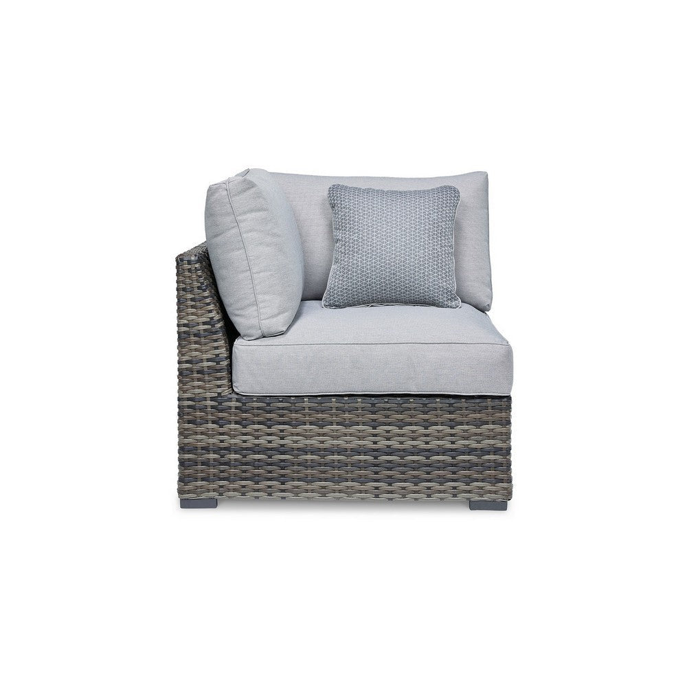Ashley Saki 34’’ Outdoor Corner Chair Set of 2 4 Pillows Gray BM313426