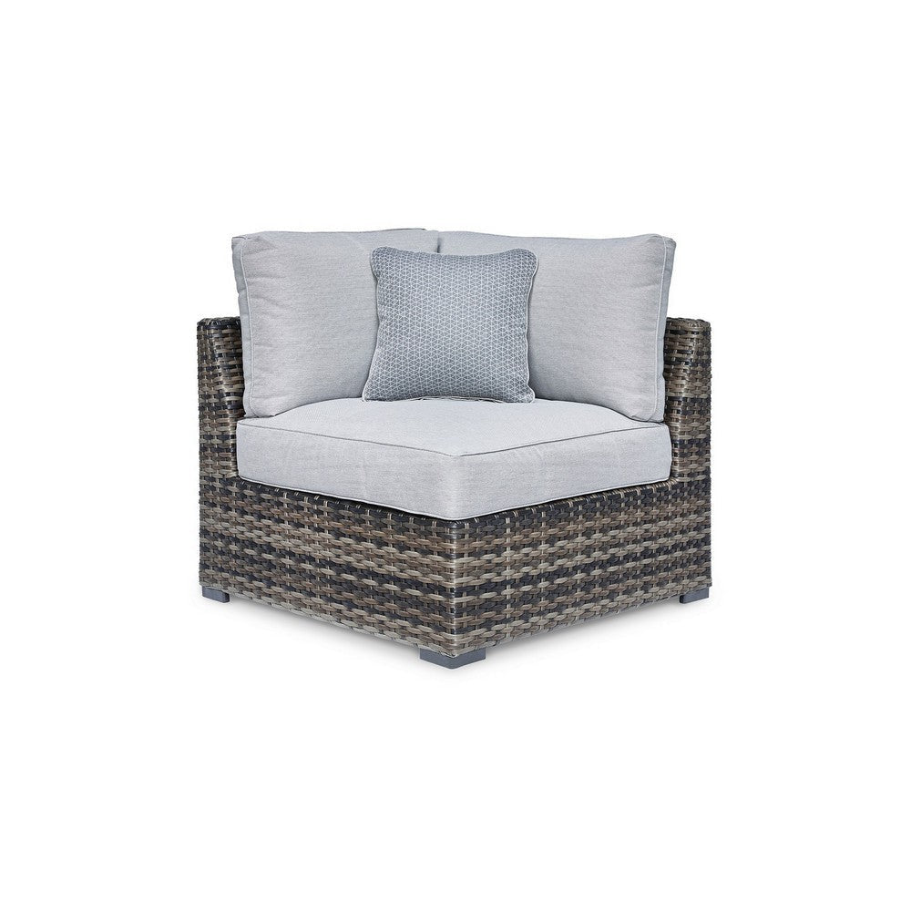 Ashley Saki 34’’ Outdoor Corner Chair Set of 2 4 Pillows Gray BM313426