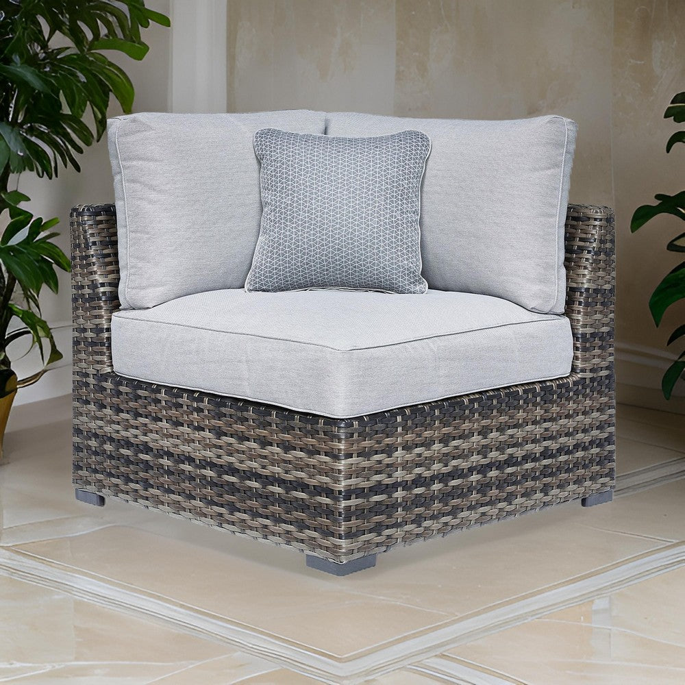 Ashley Saki 34" Outdoor Corner Chair Set of 2, 4 Pillows, Gray