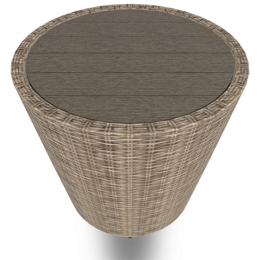 Ashley 22’’ Outdoor End Table Handwoven Resin Wicker Beige Brown BM313427