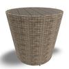 22 Inch Outdoor End Table, Round Shape, Handwoven Resin Wicker, Beige Brown By Casagear Home