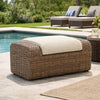 Ashley Julia 38" Outdoor Ottoman, Resin Wicker, Beige Fabric