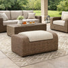 Ashley Julia 38" Outdoor Ottoman, Resin Wicker, Beige Fabric