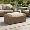 Ashley Julia 38" Outdoor Ottoman, Resin Wicker, Beige Fabric