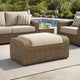 Ashley Julia 38" Outdoor Ottoman, Resin Wicker, Beige Fabric