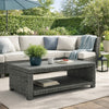 Ashley Ellie 50" Outdoor Coffee Table, Shelf, Gray Wicker, Metal
