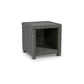 Ellie 23 Inch Outdoor End Table Lower Shelf Gray Resin Wicker Metal By Casagear Home BM313436