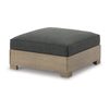 34 Inch Outdoor Ottoman with Cushion Charcoal Gray Fabric Brown Wood By Casagear Home BM313437