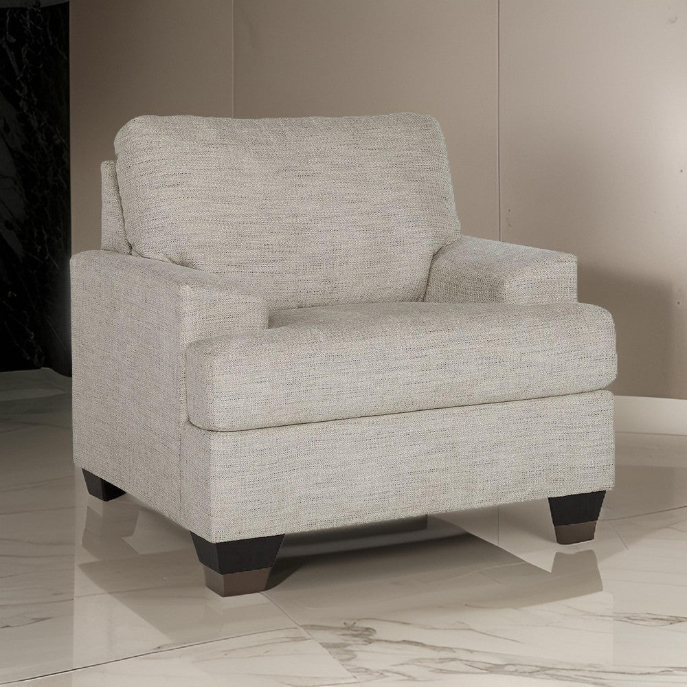 Roy 39 Inch Accent Armchair Angular Arms Plush Light Gray Polyester By Casagear Home BM313438