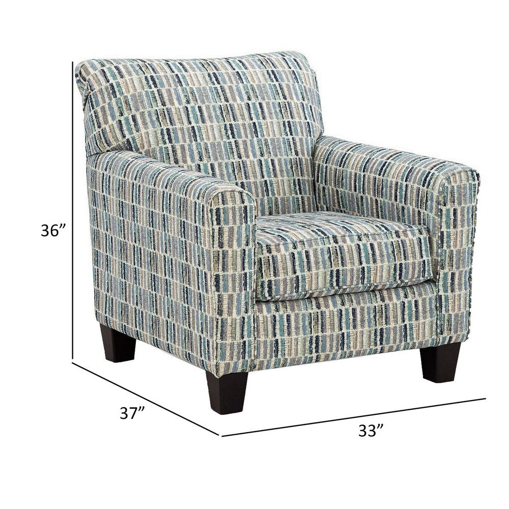 Zyan 37 Inch Accent Armchair Cushioned Beige Gray Polyester Pattern By Casagear Home BM313442