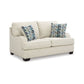 Zyan 66 Inch Loveseat with 2 Accent Pillows Beige Chenille Polyester By Casagear Home BM313444