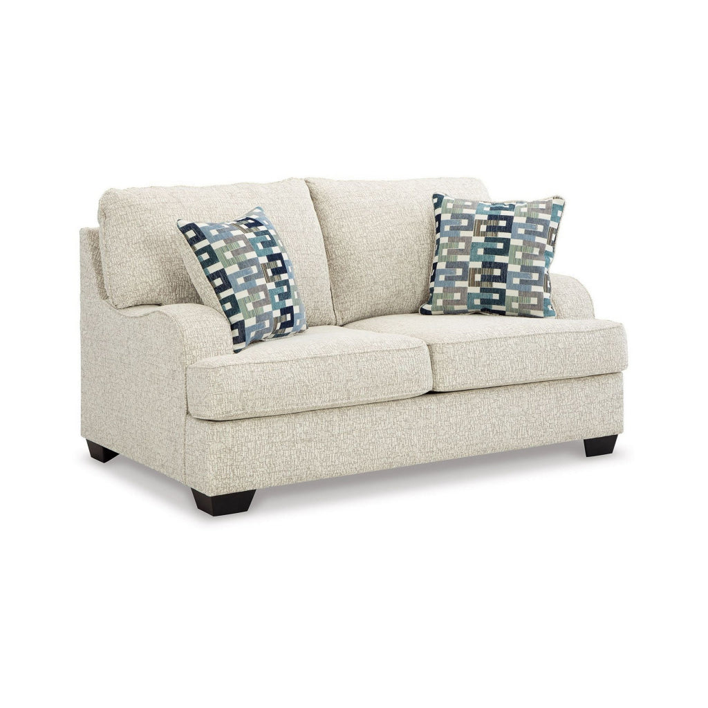 Zyan 66 Inch Loveseat with 2 Accent Pillows Beige Chenille Polyester By Casagear Home BM313444