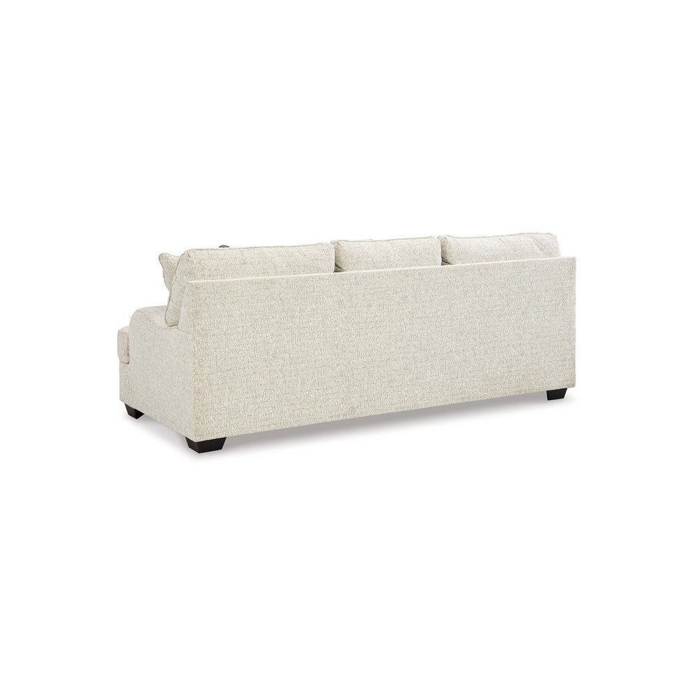 Zyan 92 Inch Sofa with 4 Accent Pillows Beige Chenille Polyester By Casagear Home BM313445