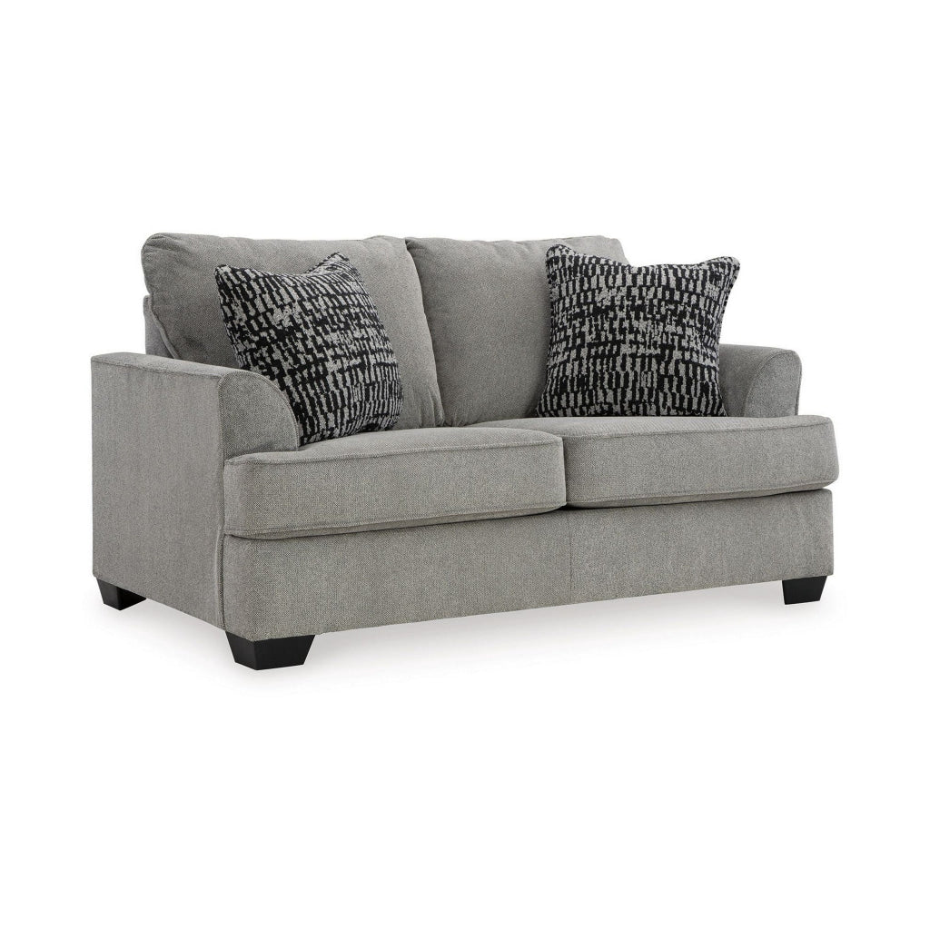 Angel 67 Inch Loveseat with 2 Accent Pillows Soft Dark Gray Polyester By Casagear Home BM313448