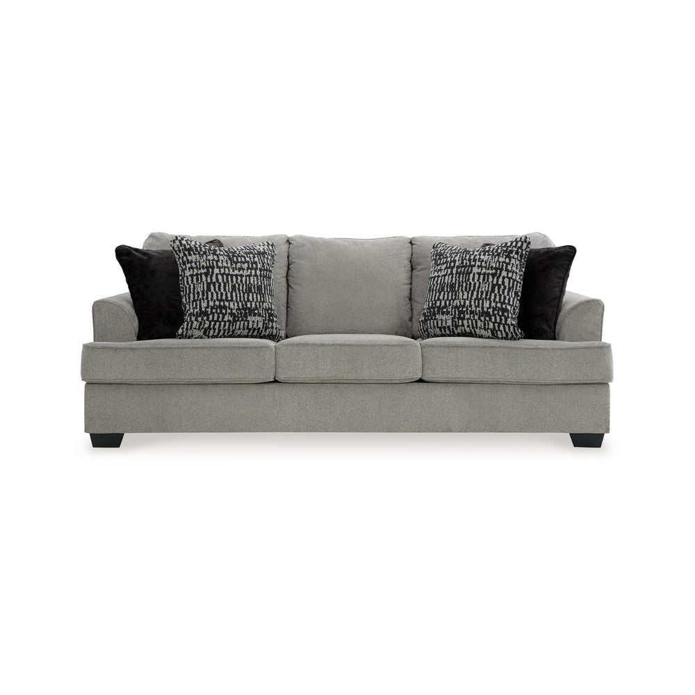 Angel 93 Inch Sofa with 4 Accent Throw Pillows Soft Dark Gray Polyester By Casagear Home BM313449