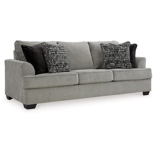 Angel 93 Inch Sofa with 4 Accent Throw Pillows, Soft Dark Gray Polyester By Casagear Home